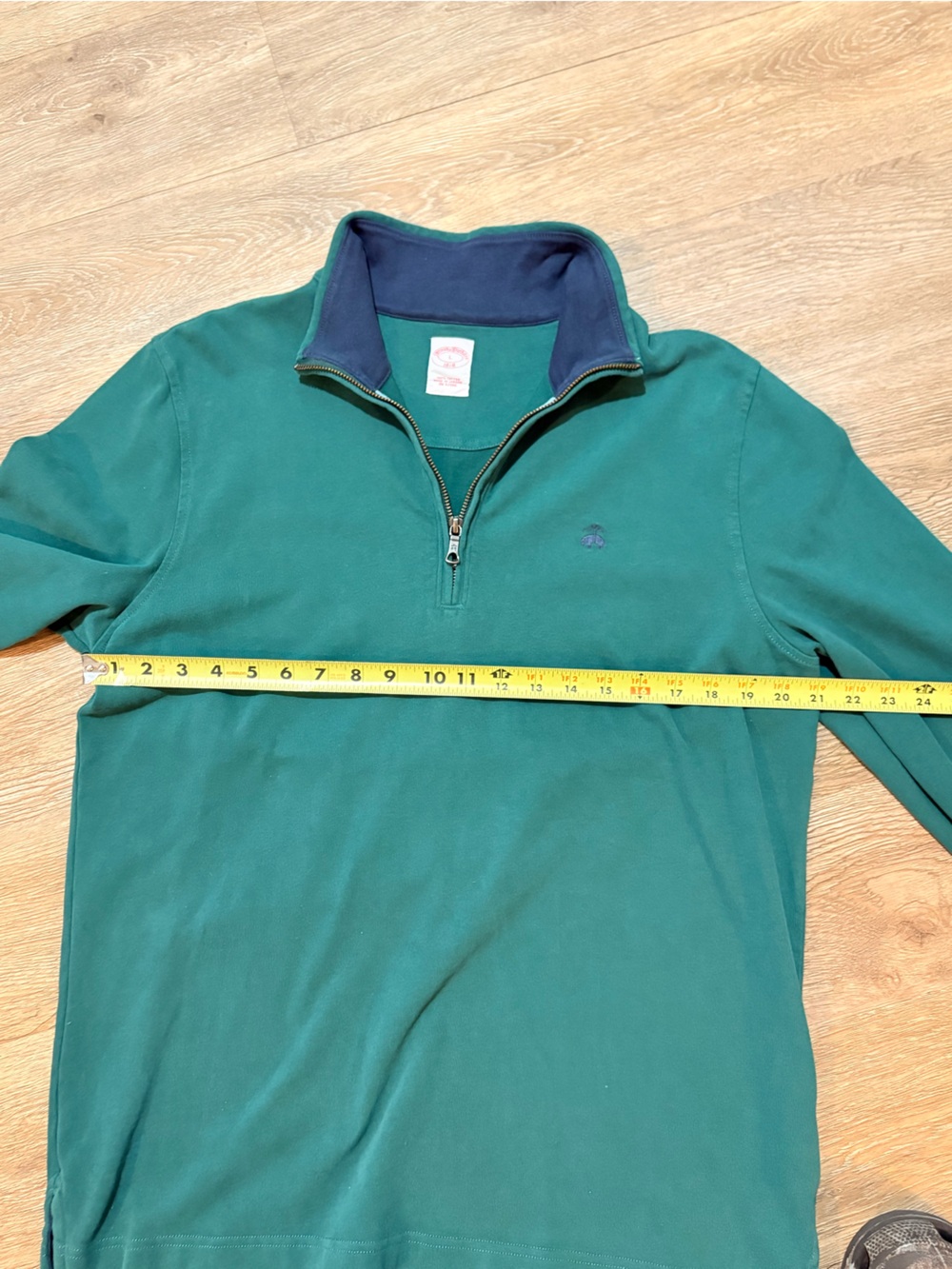 Brooks Brothers Teal Half-Zip Pullover with Navy Trim - Picture 5 of 9